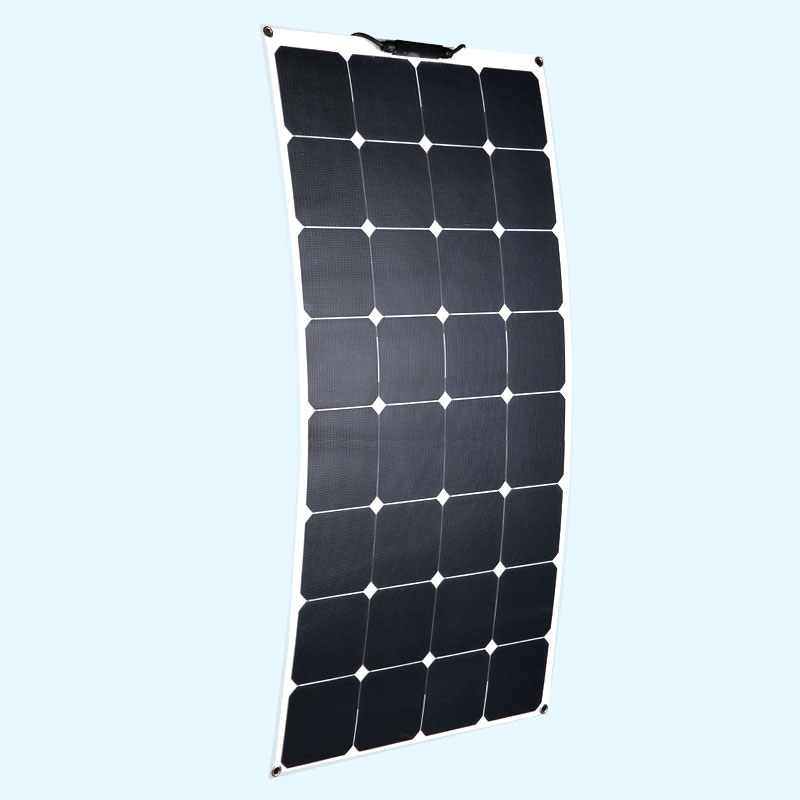 100W柔性板帶0.3米MC4輸出線,太陽能柔性板廣泛應用于游艇、房車、觀光車車頂發電系統